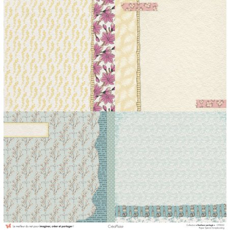 Set papiers Bonheur Partagé - 6 papiers 30,5x31,5 cm + 6 papiers 12x30,5cm