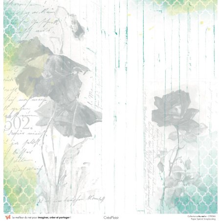 Set papiers Au vert - 12 papiers : 6 papiers 30,5x31,5 cm + 6 papiers 12x30,5cm