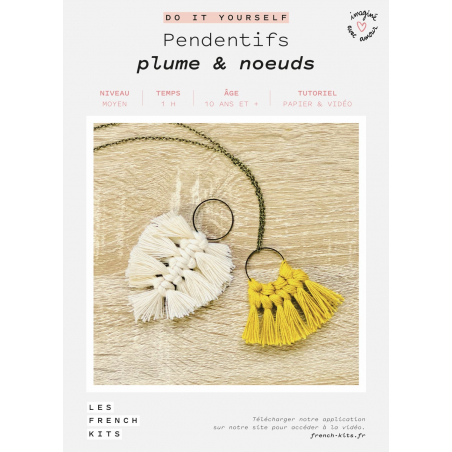 Kit Macramé Pendentifs - Plume & Noeuds