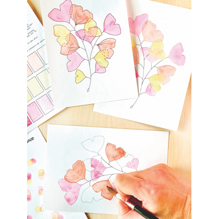 Kit Aquarelle Artisanale "Tendres Ginkgos"